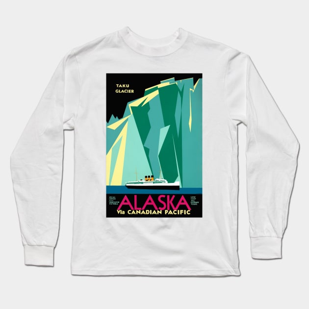 Vintage Travel Poster Alaska Taku Glacier Long Sleeve T-Shirt by vintagetreasure